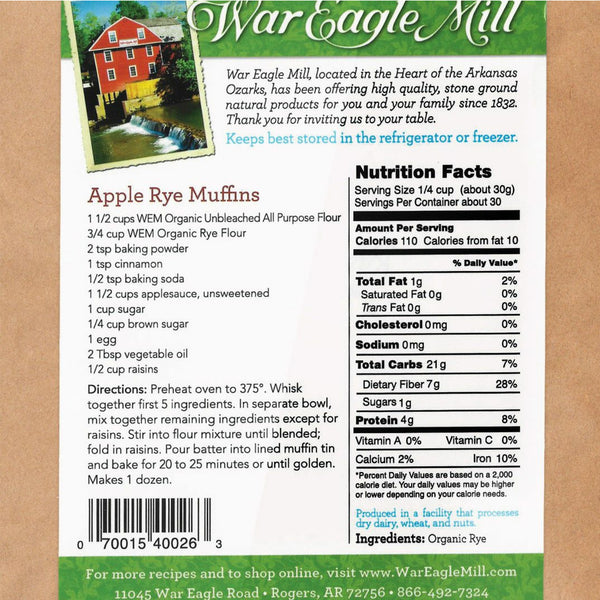 Organic Rye Flour, 2lbs - 3